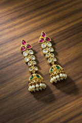 Kempu Leaf Pattern Jhumki - NE00648