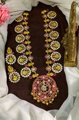 Jadau Lakshmi Long Haram With Jadau Stone Pendant - KH00430