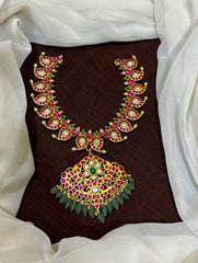 Jadau Mango Double Sided Short Necklace - KN00482