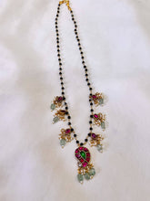 Black Beads Mango Kundan Neckles set with Earrings - BB0040