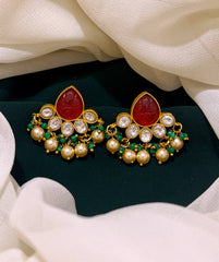 Ruby Dew Drop Multi Earring in Kunda - KE00181