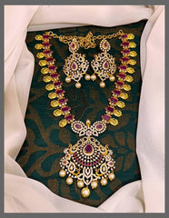 Ruby and White Stone Necklace In Nakshi - NN00318