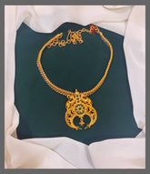 Beautiful Necklace With Double Peacock Pendent In Nakshi - NN00361