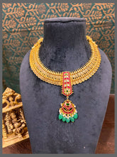 Small Kasu Lakshmi Necklace With Kundan Pendent - KN00504