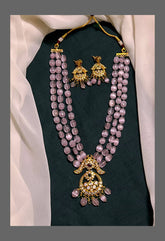 Beautiful 3 Layer Pearl Haram with Peacock Pendant - PB00388