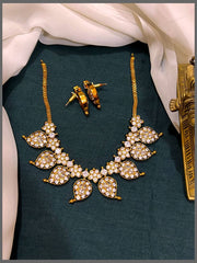 White Stone Mango and Flower Necklace in Nakshi - NN00647