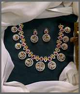 Small Peacock Pendant with White Stone Necklace in Diamond - DN0061