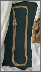 Mop Chandra Haram With Peacock Stone Pendant In Nakshi - NH00354