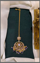 Flower Stone and Chandbali Maang Tikka - HA00175