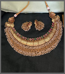 Antic Kante Pearl Multi Stone Necklace in Nakshi - NN00837