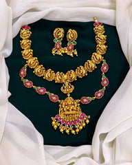 Lakshmi pendent Peacock and Mango Necklace in Kundan-KH00139