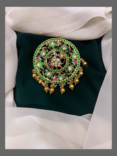 Emerald Peacock and Flower pendent in Kundan - KP00102
