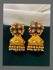 Flower Pattern Temple Jhumki - NE0175