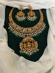 Lakshmi Ganesh and Saraswathi pendent Necklace in Nakshi - NN00161