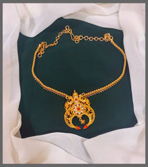 Beautiful Necklace With Double Peacock Pendent In Nakshi - NN00361