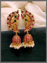 Beautiful Multi colour Ear Cuff with Jhumki in Kundan -KE00492