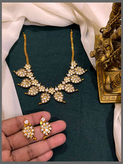 White Stone Mango and Flower Necklace in Nakshi - NN00647