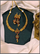 Antic Kante Flower Necklace with Lakshmi pendant in Nakshi - NN00759