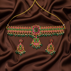 Pota Stone Mega Choker With Earrings - NN00935