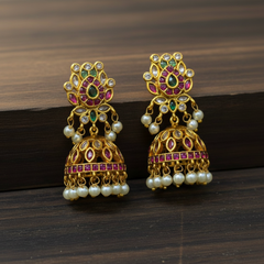 Kempu Lotus Jhumki - NE00650