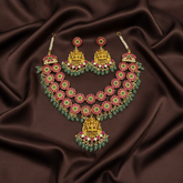 Jadau Layer Bottu Necklace With Earrings - KN00609