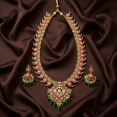 Jadau Long Mango Haram With Peacock Pendant - KH00404