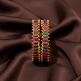 Kempu Stone Rectangle Pattern Multicolor Bangle - BG00667