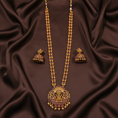 Nakshi Matt Polish Lakshmi Ball Chain Haram With Jhumki - NH00423