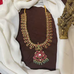 Jadau Long Haram with small bottu - KH00423