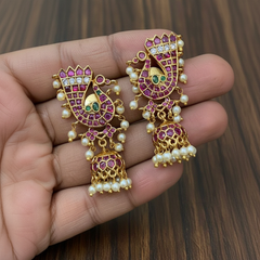 Kempu Peacock Vintage Jhumkis - NE00647