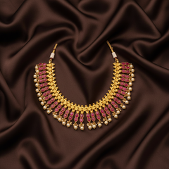 Jadau Double Leaf Necklace in Gold Polish - KN00590