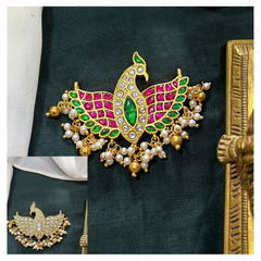 Double Sided Jadau Gandaberunda Pendant - KP00194