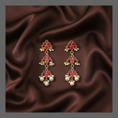 Emerald and Ruby Stone Earring in Kundan - KE00252