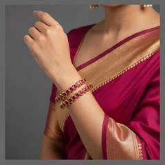 Jadau Round Stone Vintage Model Bangles - BG00681