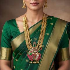 Jadau Saraswathi Pendant with Kaasu Haram - KH00422
