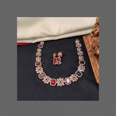 Navratna Stone Necklace In Nakshi - NN00817