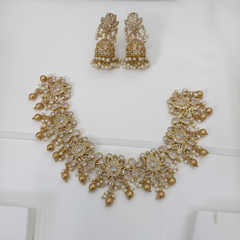 White Lotus Necklace With Jhumki -NN00151