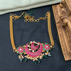 MultiColor Flower and Bird Kundan Choker - KN00575
