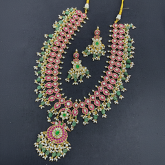 Beautiful Ambani Long Haram With Strawberry Beads - KH00408