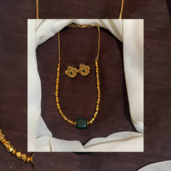 Antique Cute Simple Necklace With Colored Beads and Earring - NN00975