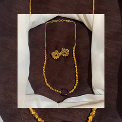 Antique Cute Simple Necklace With Colored Beads and Earring - NN00975