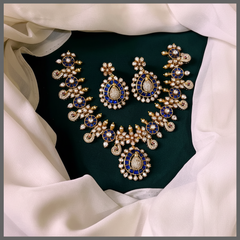 Mozonites Necklace With Jadau Kundan - DN0046