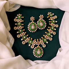 Mozonites Necklace With Jadau Kundan - DN0046