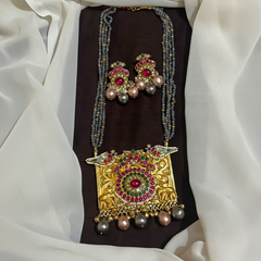 Beads Haram With Jadau Fusion Pendant - PB00631