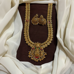 Kaasu Long Lakshmi Haram With Jhumkis - NH00491