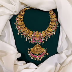 Beautiful Peacock with Lakshmi Pendent in kundan - KH00233
