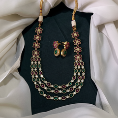 3 Layer Stone Nakshi Necklace - NN00741