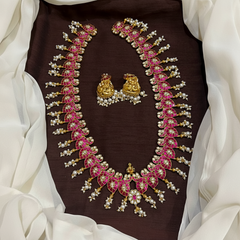 Jadau Peacock Mango Long Haram - KH0053