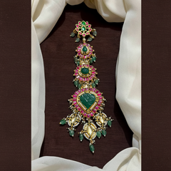 Jadau Gold Polish Jada With Emerald Stones - HA00245