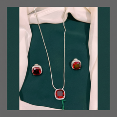 Beautiful Stones Pendent In Diamond Necklace - DN0037